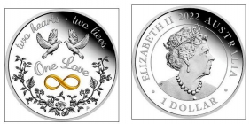 Australien - 2022 - One Love - Die Erste Liebe - Hochzeitsmünze - 1 Unze - 1 Dollar - PP