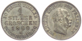 Preussen - 1869 A - Wilhelm I. (1861-1888) - 1 Silbergroschen - f.st