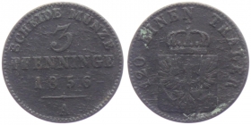 Preussen - 1856 A - Friedrich Wilhelm IV. (1840-1861) - 3 Pfennig - ss-vz