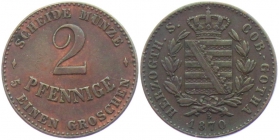 Sachsen-Coburg-Gotha - 1870 B - Ernst II. (1844-1893) - 2 Pfennig - vz