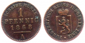 Reuss, Jüngere Linie - 1868 A - Heinrich XIV. (1867-1913) - 1 Pfennig - ss