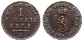 Reuss, Jüngere Linie - 1868 A - Heinrich XIV. (1867-1913) - 1 Pfennig - ss