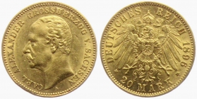 Sachsen-Weimar-Eisenach - 1896 A - Carl Alexander (1853-1901) - 20 Mark - ss-vz