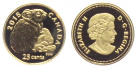 Kanada - 2015 - Felsenkaninchen - Rock Rabbit - 25 Cents - PP