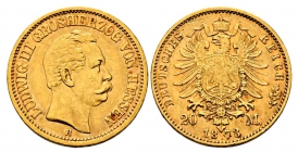Hessen - J 214 - 1873 H - Großherzog Ludwig III. (1848-1877) - 20 Mark - ss