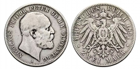 Oldenburg - J 93 - 1891 A - Nikolaus Friedrich Peter (1853-1900) - 2 Mark - ss