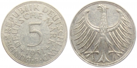 BRD - J 387 - 1951 F - Silberadler - 5 Mark - ss