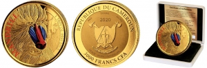 Kamerun - 2020 - Mandrill - Affe - 3000 Francs - PP coloriert in Box mit Zertifikat