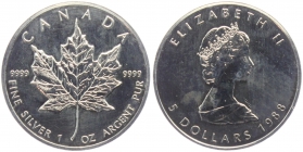 Kanada - 1988 - Maple Leaf - 1 Unze - 5 Dollars - unc fleckig