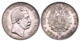 Hessen - J 67 - 1876 H - Ludwig III. (1848-1877) - 5 Mark - vz