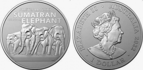 Australien - 2022 - Elefant - Sumatra Elefanten - 1 Dollar - 1 Unze - st
