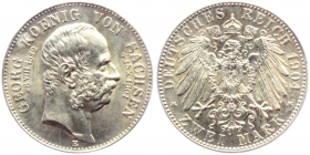 Sachsen - J 132 - 1904 E - König Georg (1902-1904) - auf den Tod - mit Lebensdaten - 2 Mark - st