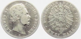 Bayern - J 41 - 1877 D - Ludwig II. (1864-1886) - 2 Mark - s-ss