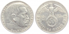 Drittes Reich - J 366 - 1939 A - Hindenburg - 2 Reichsmark - ss-vz