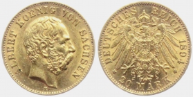 Sachsen - J 264 - 1894 E - Albert (1873 - 1902) - 20 Mark - vz min. RF