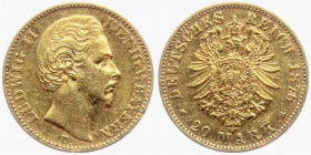 Bayern - J 197 - 1876 D - Ludwig II. (1864-1886) - 20 Mark - ss