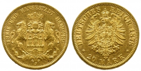 Hamburg - J 210 - 1878 J - Stadtwappen - 20 Mark - vz