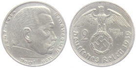 Drittes Reich - J 366 - 1939 A - Hindenburg - 2 Reichsmark - ss