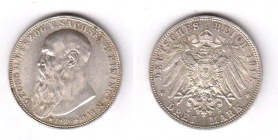 Sachsen-Meiningen - J 155 - 1915 - Georg II. (1866-1914) - Auf den Tod - 3 Mark - f.st