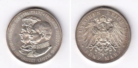 Sachsen - J 139 - Friedrich August III. (1904-1918) - Markgraf Friedrich I. - Uni Leipzig - 5 Mark - st