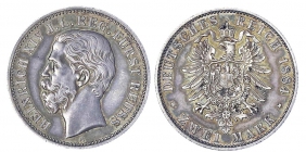 Reuß, jüngere Linie - J 120 - 1884 A - Heinrich XIV. (1867-1913) - 2 Mark - vz
