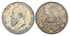 Schaumburg-Lippe - J 166 - 1911 A - Fürst Georg (1893-1911) - Auf den Tod - 3 Mark - st - MS 65