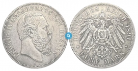 Hessen - J 71 - 1891 A - Ludwig IV. (1877-1892) - 5 Mark - ss