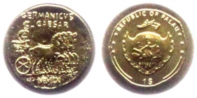 Palau - 2009 - Germanicus Römischer Kaiser mit Quadriga - aus der Serie Römische Münzen - 1 Dollar - BU