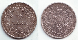 Kaiserreich - J 16 - 1918 J - 1/2 Mark - f.st - MS 64 im Slab