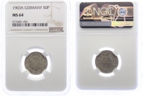Kaiserreich - J 15 - 1902 F - 50 Pfennig - MS 64 - f.st