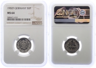 Kaiserreich - J 15 - 1902 F - 50 Pfennig - MS 64 - f.st