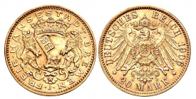 Bremen - J 205 - 1906 J - Stadtwappen großer Adler - 20 Mark - f.st