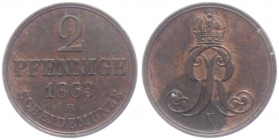 Hannover - 1863 B - Georg V. (1851-1866) - 2 Pfennig - f.st