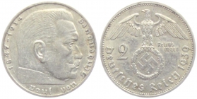 Drittes Reich - J 366 - 1939 A - Hindenburg - 2 Reichsmark - ss