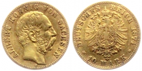Sachsen - J 261 - 1874 E - Albert (1873 - 1902) - 10 Mark - ss min. RF