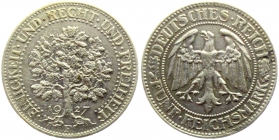 Weimarer Republik - J 331 - 1927 F - Eichbaum - 5 Reichsmark - ss