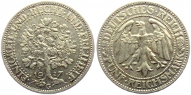 Weimarer Republik - J 331 - 1927 G - Eichbaum - 5 Reichsmark - ss-vz