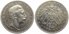 preussen - J 104 - 1892 A - Kaiser Wilhelm II. (1888-1918) - 5 Mark - ss