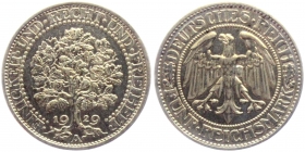 Weimarer Republik - J 331 - 1929 A - Eichbaum - 5 Reichsmark - vz