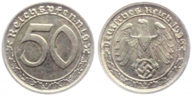 Drittes Reich - J 365 - 1939 G - 50 Reichspfennig - vz