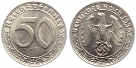 Drittes Reich - J 365 - 1939 J - 50 Reichspfennig - vz+