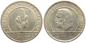 Weimarer Republik - J 341 - 1929 J - Schwurhand - 5 Reichsmark - gutes vz
