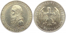 Weimarer Republik - J 329 - 1927 E - Uni Tübingen - 5 Reichsmark - gutes vz