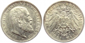 Württemberg - J 175 - 1911 F - Wilhelm II. (1891 - 1918) - 3 Mark - vz-st