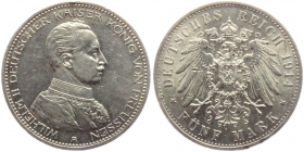 Preussen - J 114 - 1914 A - Wilhelm II. (1888-1918) - Büste in Uniform - 5 Mark - vz min RF