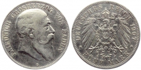 Baden - J 33 - 1907 G - Friedrich I. (1852-1907) - 5 Mark - ss