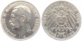 Baden - J 39 - 1908 G - Friedrich II. (1907-1918) - 3 Mark - ss