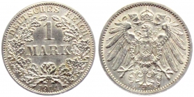 Kaiserreich - J 17 - 1914 A - 1 Mark - großer Adler - st