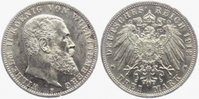 Württemberg - J 175 - 1912 F - Wilhelm II. (1891 - 1918) - 3 Mark - vz min. RF