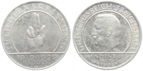 Weimarer Republik - J 340 - 1929 G - Schwurhand - 3 Reichsmark - vz